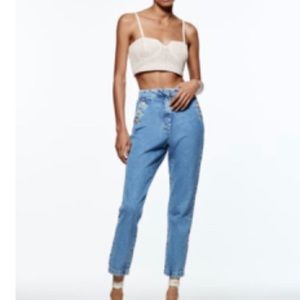 Zara golden buttoned straight leg Jean